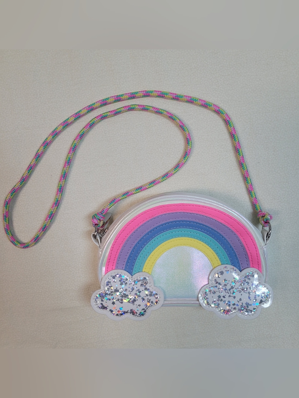 Claire's Rainbow Shimmering Crossbody Bag Glitter Little Girls Purse, Never Used